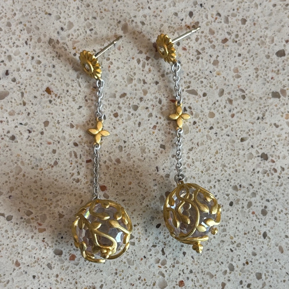 Fleur Bloom Gold 925 sterling silver Freida Rothman Filigree Drop Earrings